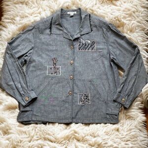 Mureli Blouse gray with wooden buttons Medium